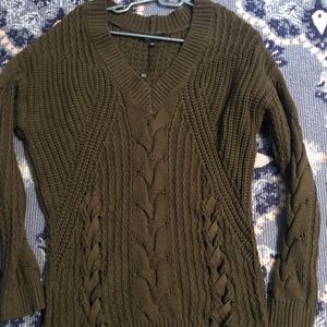 Express Olive Oversized Cable Knit Sweater